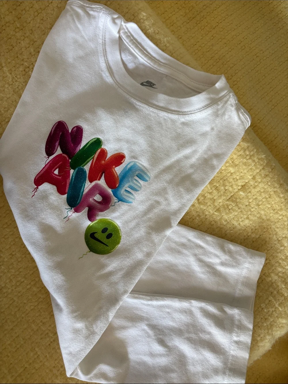 Nike White Tee with Multicolor 'Nike Air' Balloon Graphic